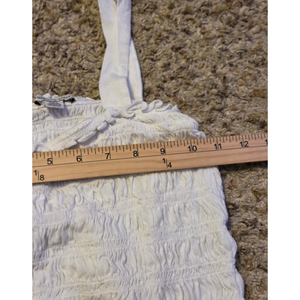 American Eagle‎ Smocked Ruffled Crop Top Women's Size Small White - Picture 6 of 7